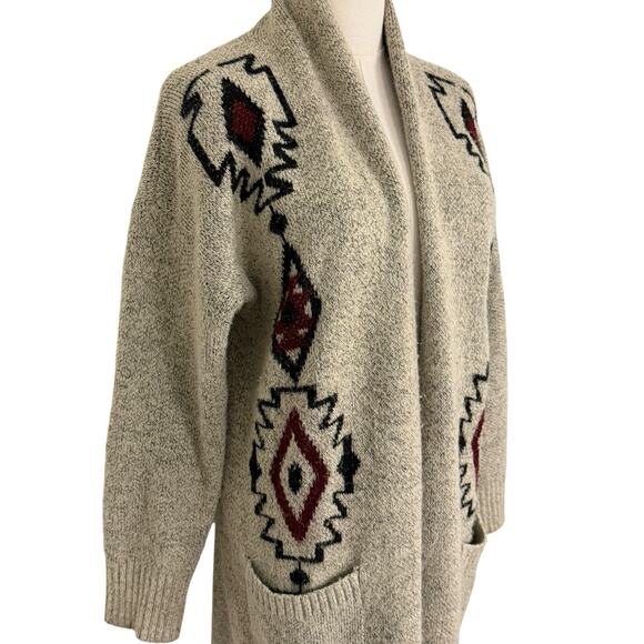 Debut size medium knit cardigan open front pockets Aztec tribal Southwestern - Picture 2 of 9